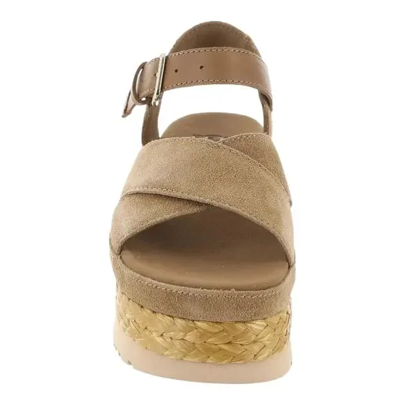 UGG Women's Aubrey Buckled Strappy Platform Suede Sandals Beige Size 9 1/2 - Picture 2 of 5